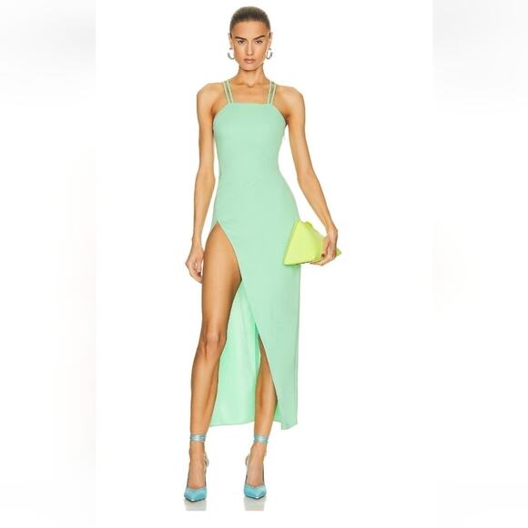 THE ATTICO Fujiko Midi Dress in Mint Green Size 38 US 0 Sleeveless Midi Slit - Picture 1 of 15